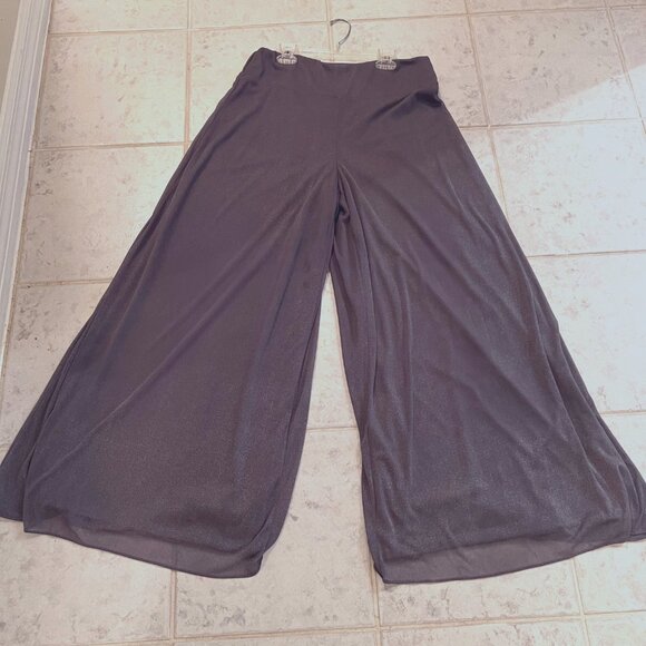 S. Levine Gray & Silver Sparkle Wide Legged Stretch Pants-Loose Fit-Size Large - Picture 7 of 10